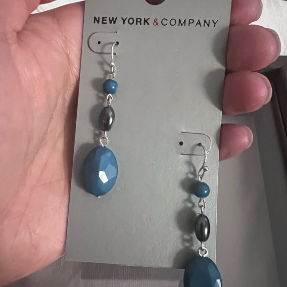 New York & Company Jewelry - New York & Company Teal and Black Dangle Earrings